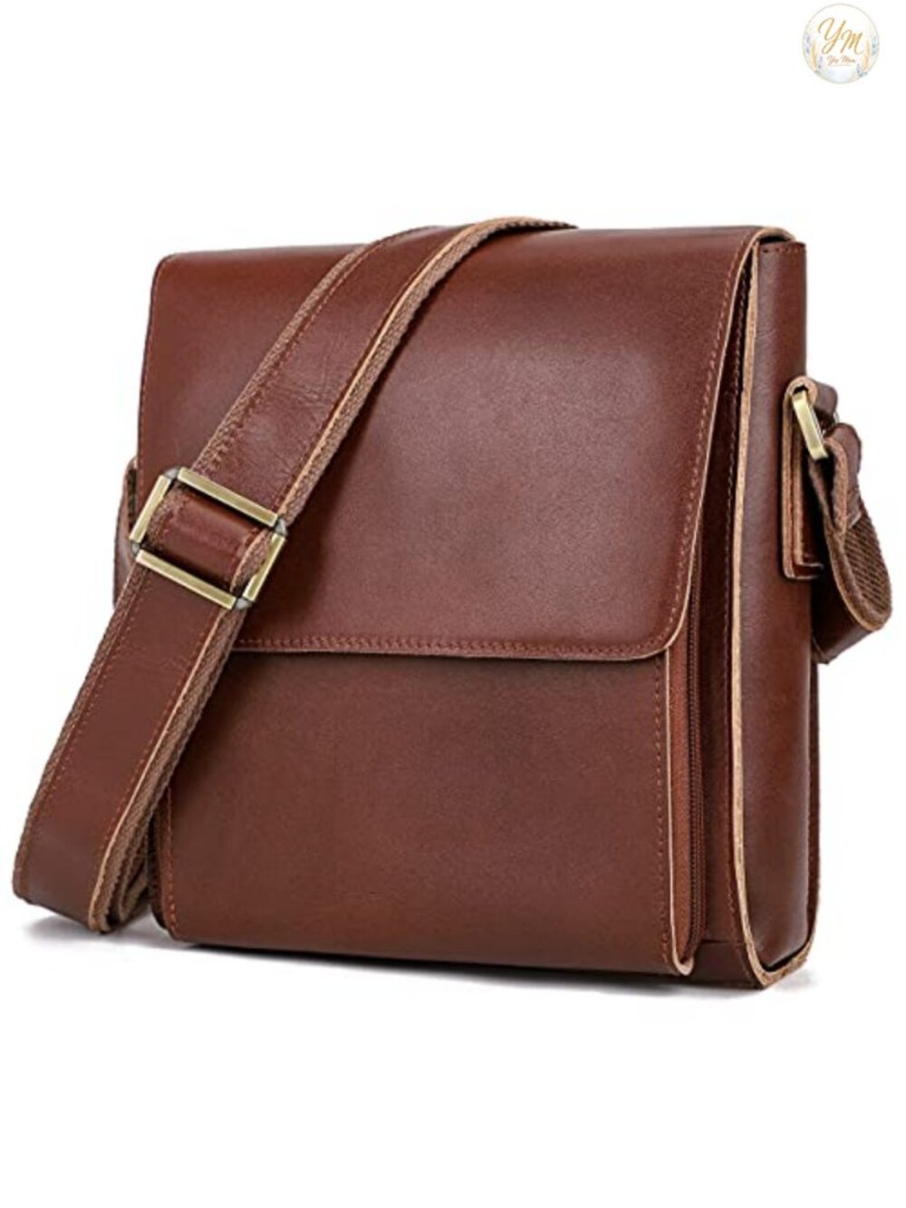 Genuine Cowhide Leather Messenger Bag Crossbody for Men Work Travel Tablet